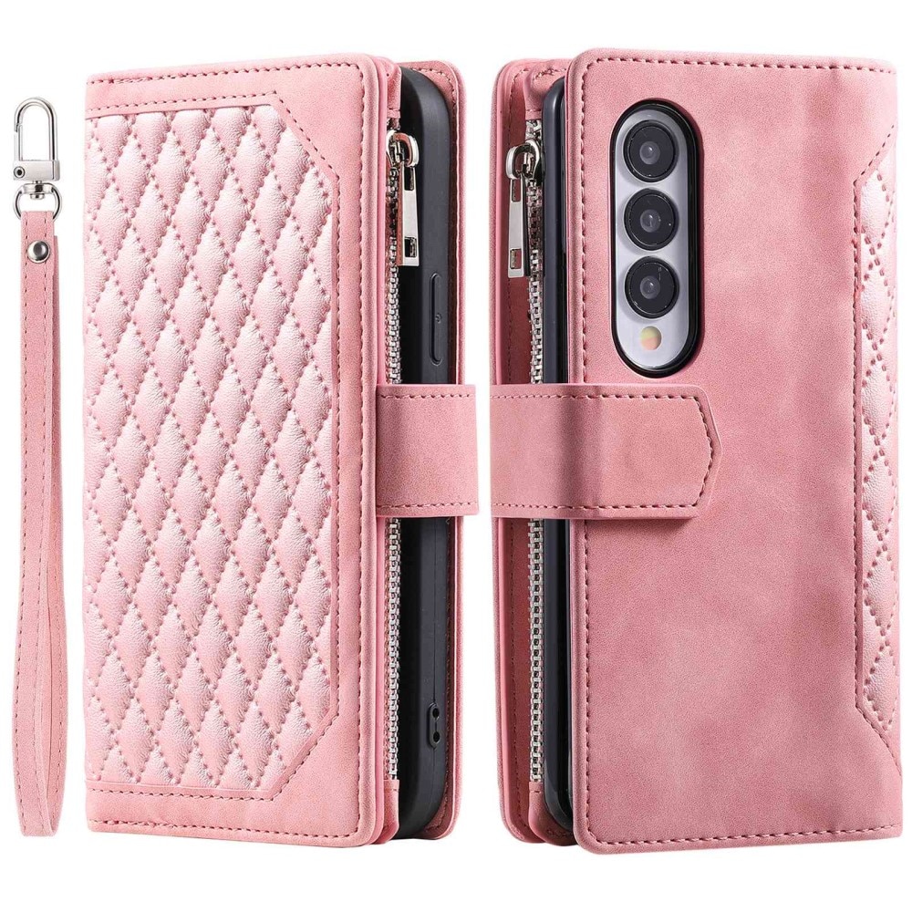 Funda acolchada tipo billetera Samsung Galaxy Z Fold 4 Rosado