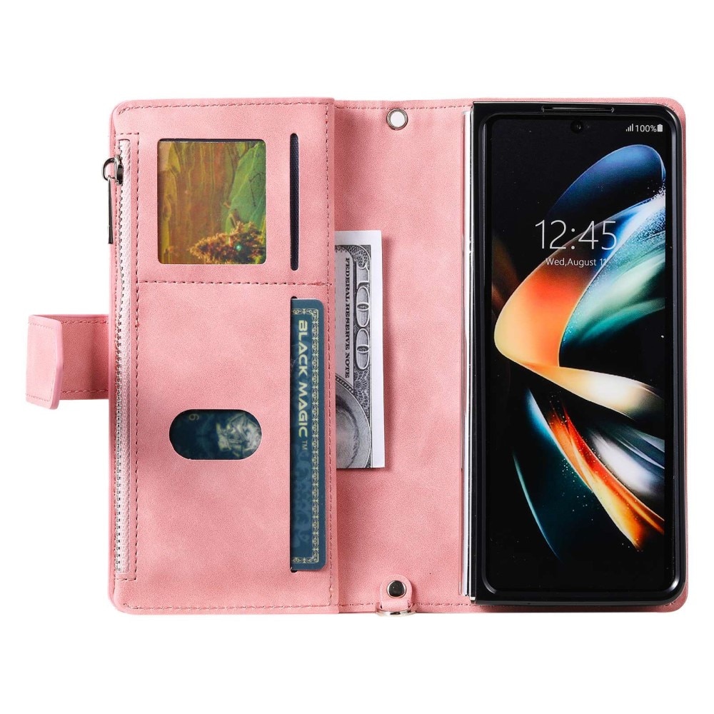 Funda acolchada tipo billetera Samsung Galaxy Z Fold 4 Rosado