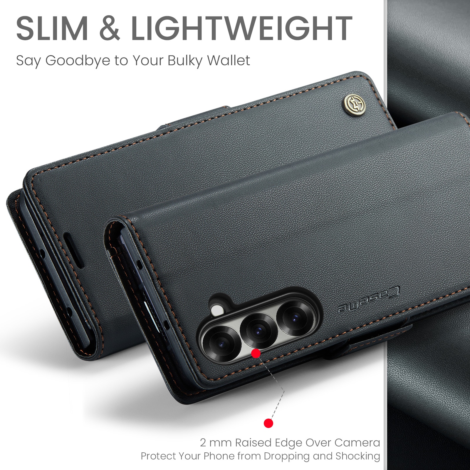 Funda delgada con solapa anti-RFID Samsung Galaxy Z Fold 7 negro