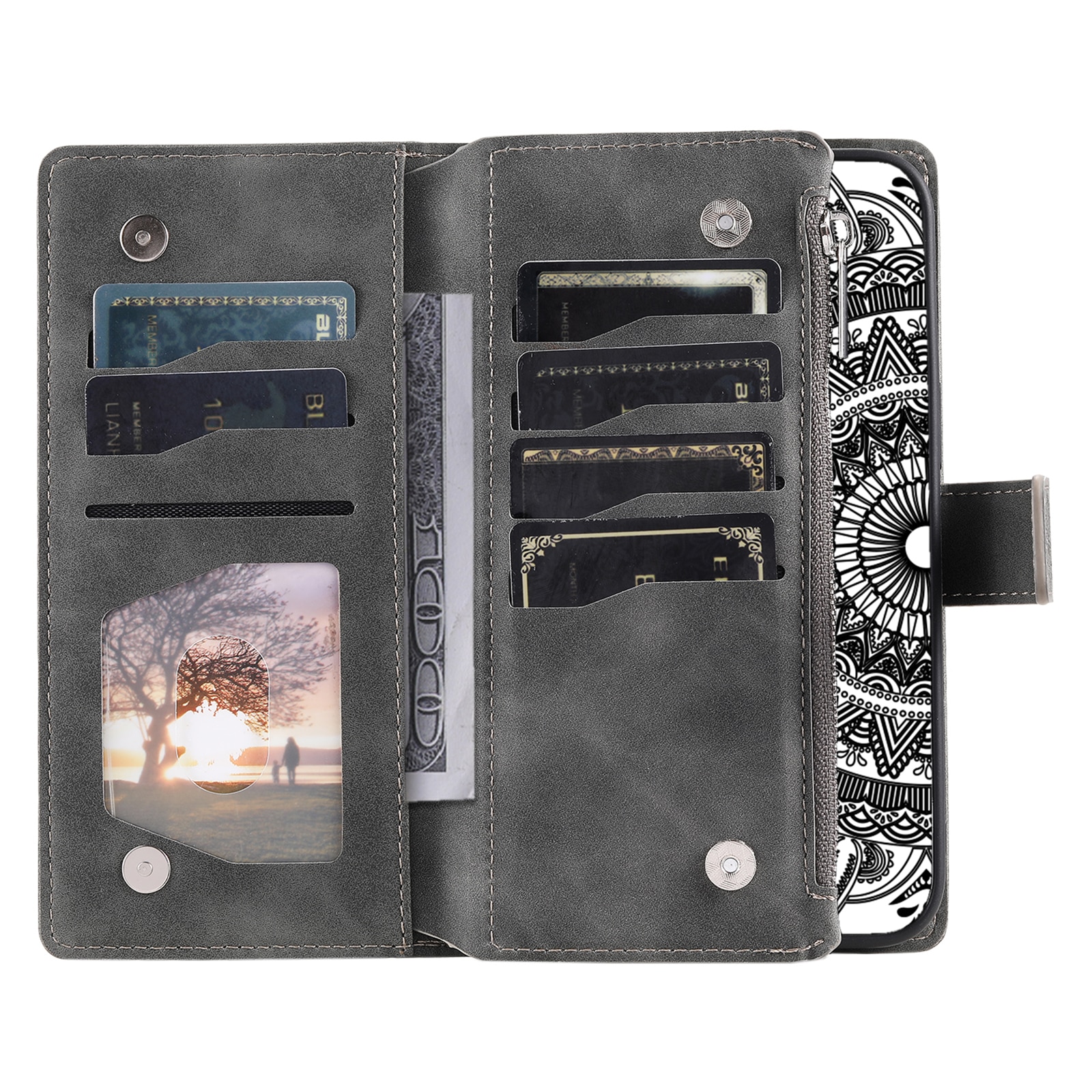 Funda Mandala tipo billetera Samsung Galaxy S25 FE, Gris