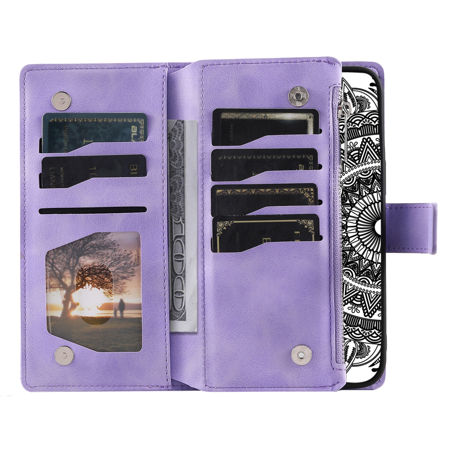 Funda Mandala tipo billetera Samsung Galaxy S25 FE, Púrpura