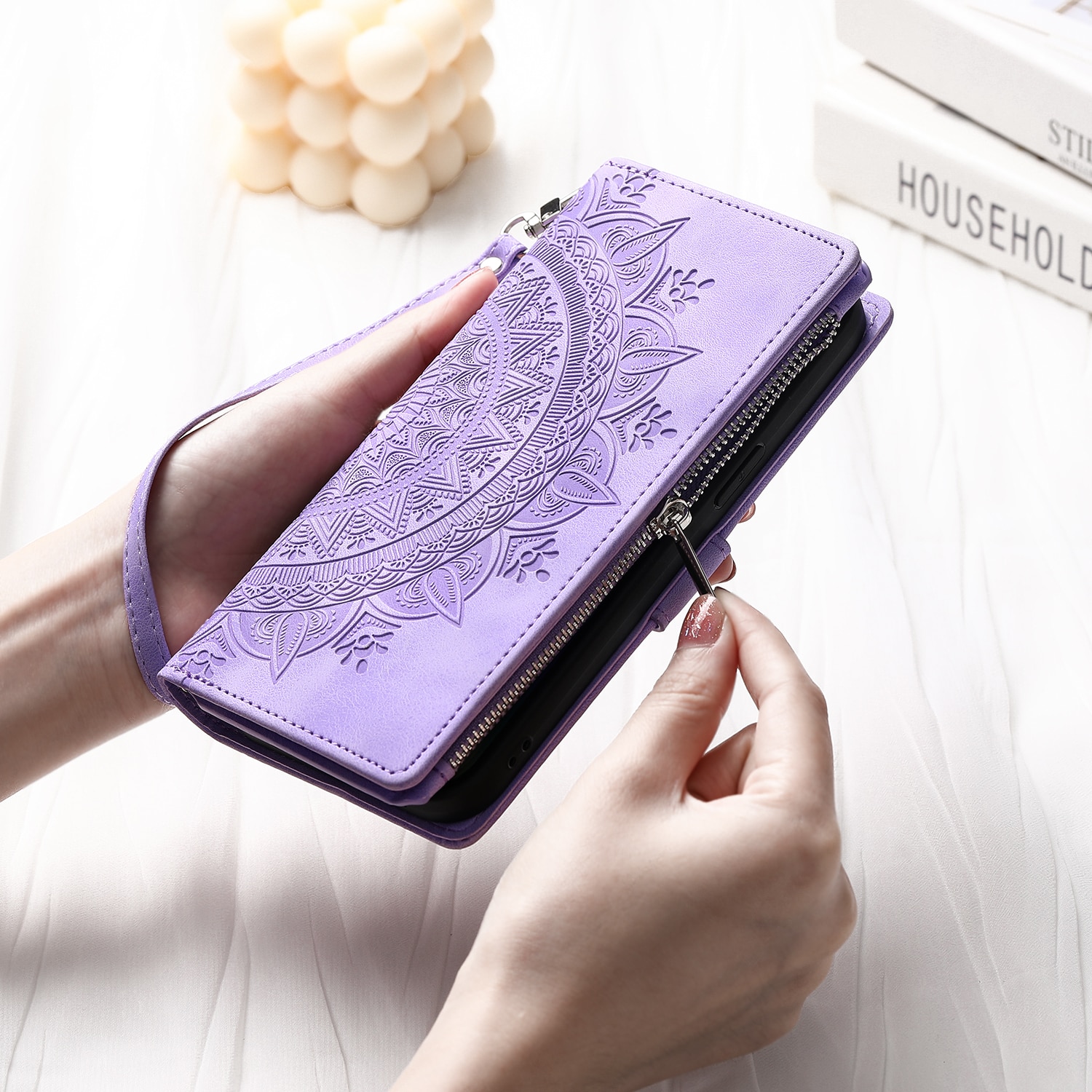 Funda Mandala tipo billetera Samsung Galaxy S25 FE, Púrpura