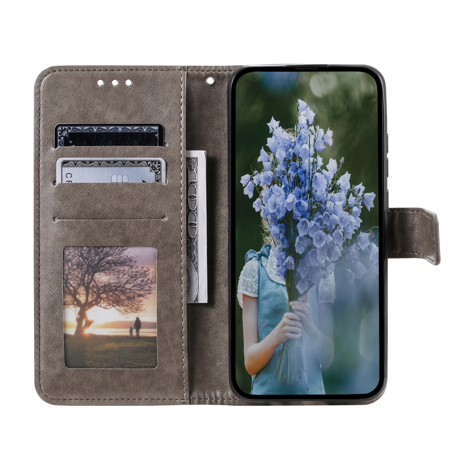 Funda de Cuero Mandala Samsung Galaxy S25 FE Gris