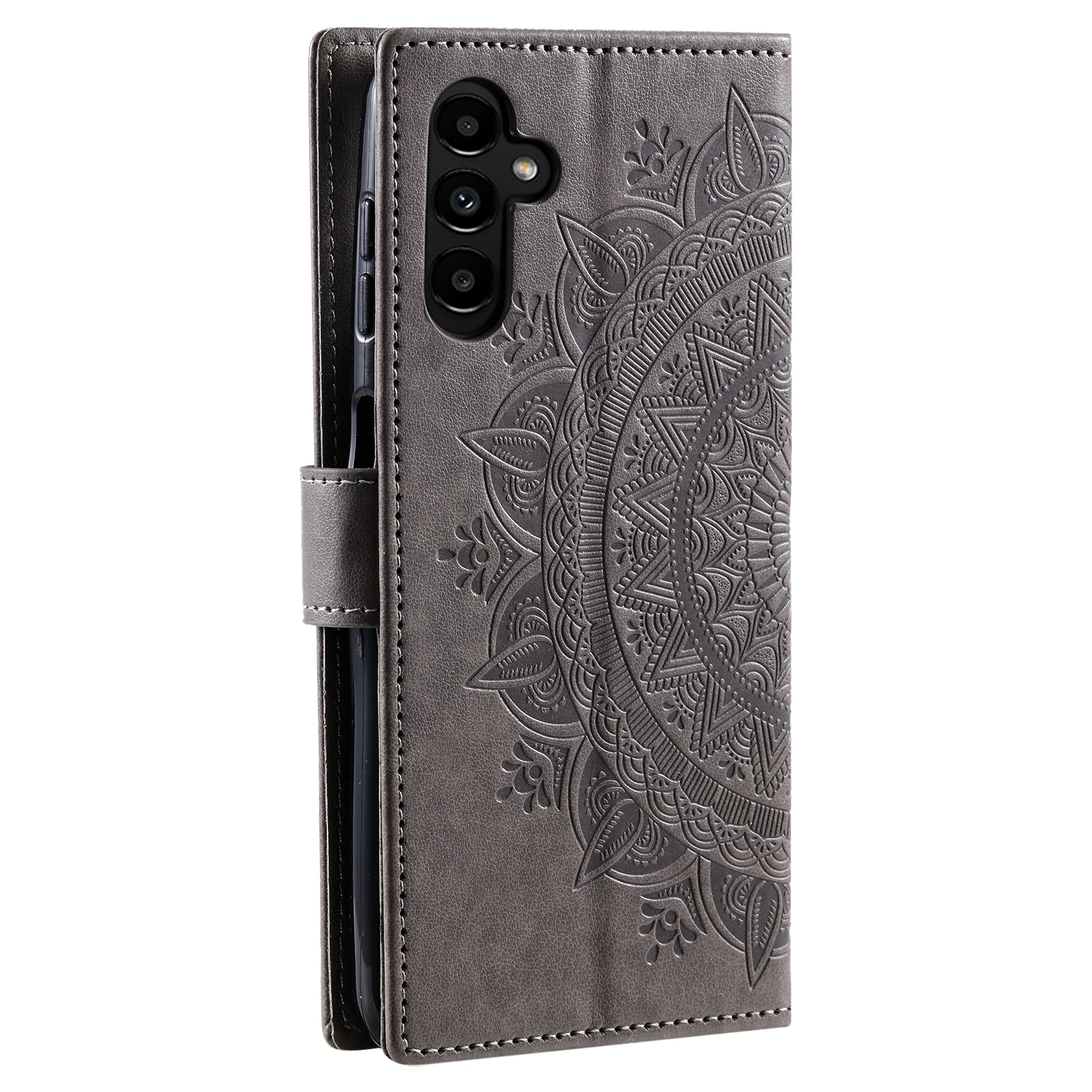 Funda de Cuero Mandala Samsung Galaxy S25 FE Gris