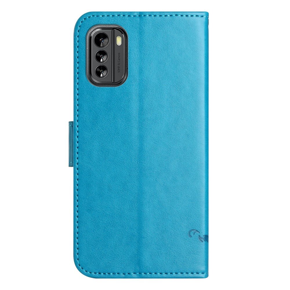 Funda de Cuero con Mariposas Nokia G60, azul