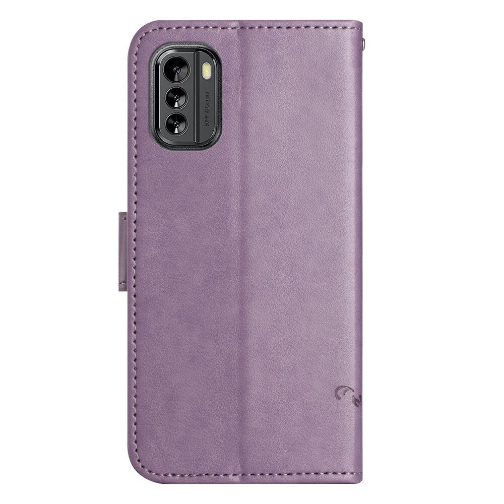 Funda de Cuero con Mariposas  Nokia G60, Púrpura