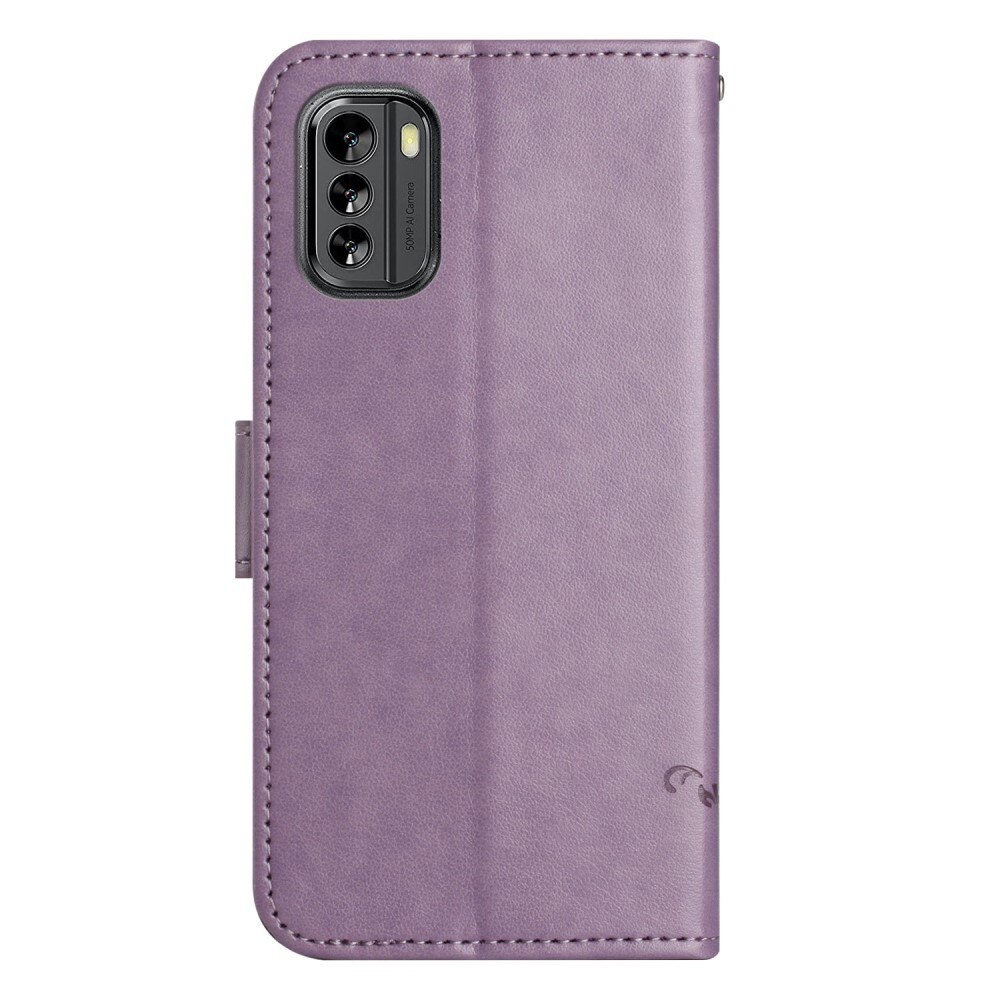 Funda de Cuero con Mariposas Nokia G60, violeta