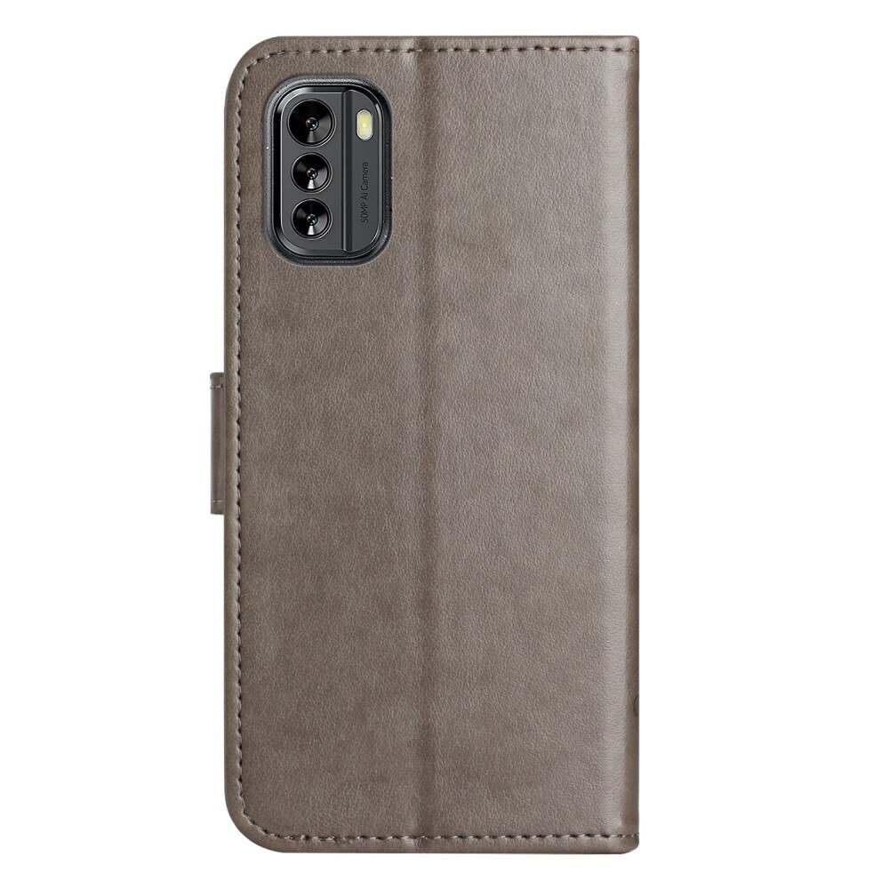 Funda de Cuero con Mariposas  Nokia G60, Gris