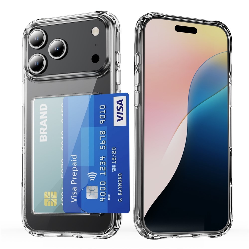 Funda híbrida con ranuras para tarjetas iPhone 17 Pro Max Transparente