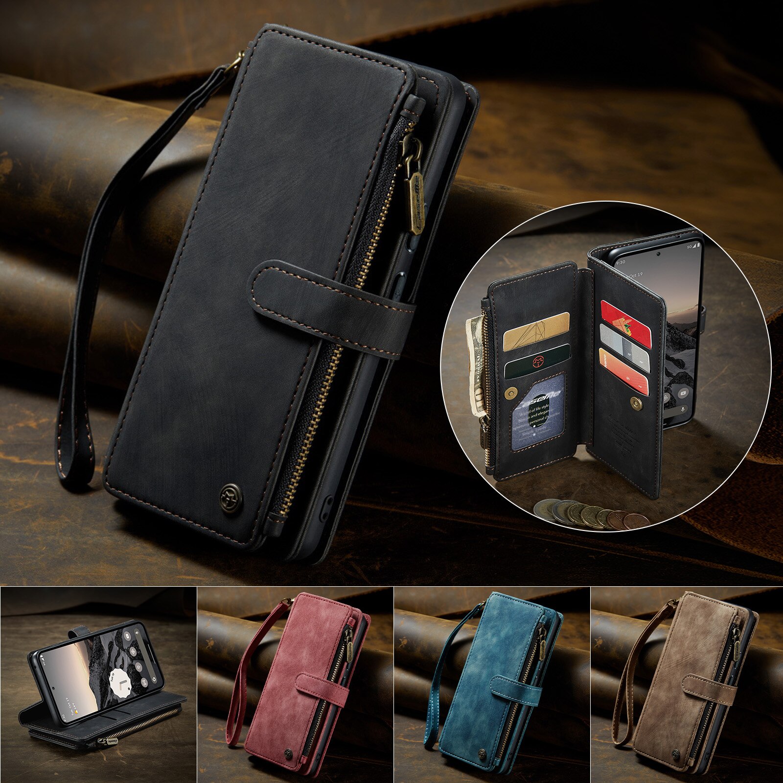 Cartera Zipper Google Pixel 10 Pro Negro