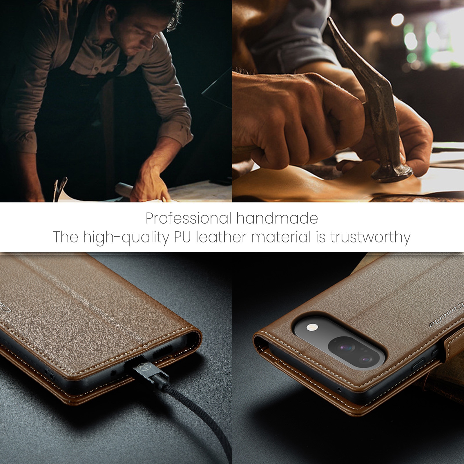 Funda delgada con solapa anti-RFID Google Pixel 10 Marrón