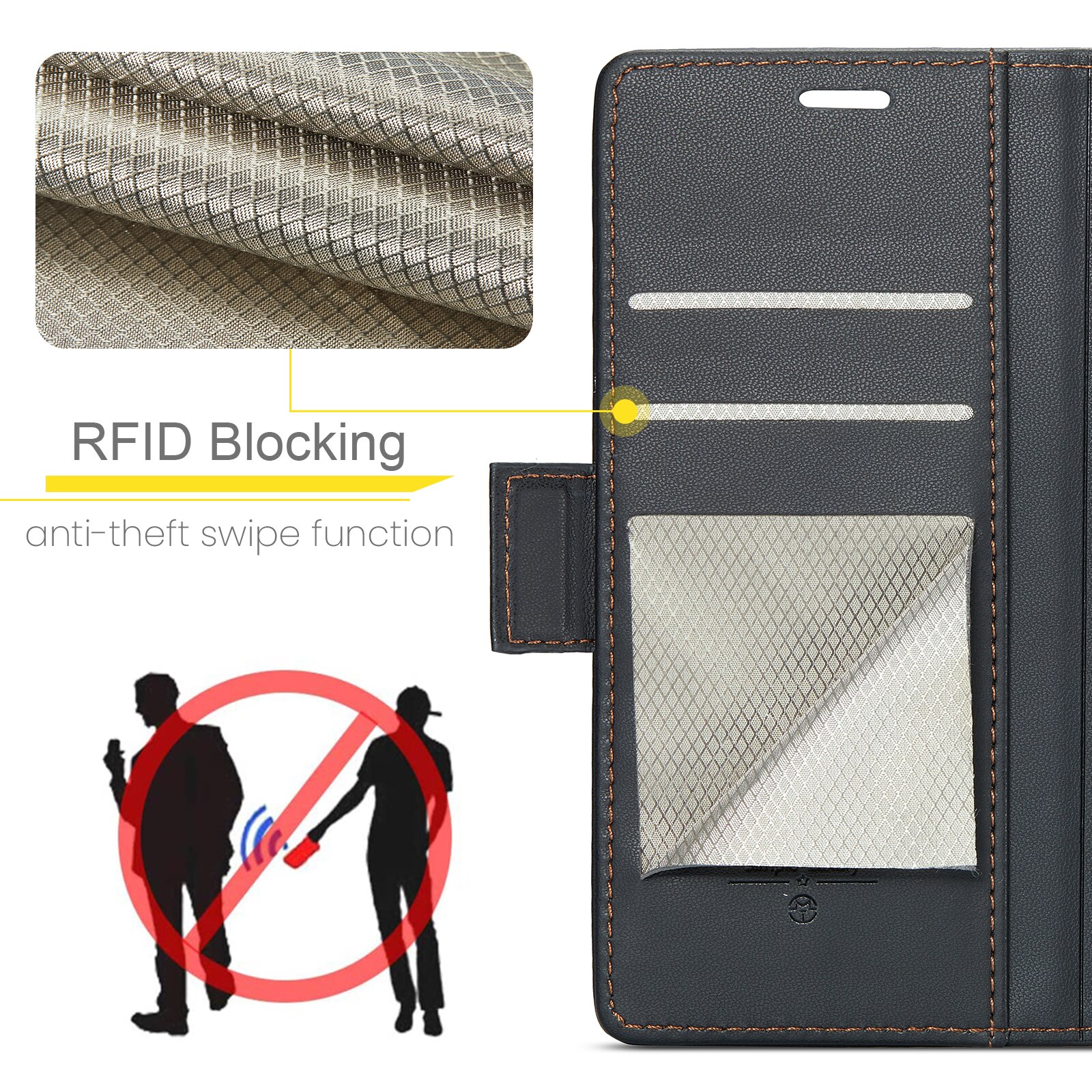 Funda delgada con solapa anti-RFID Google Pixel 10 Negro