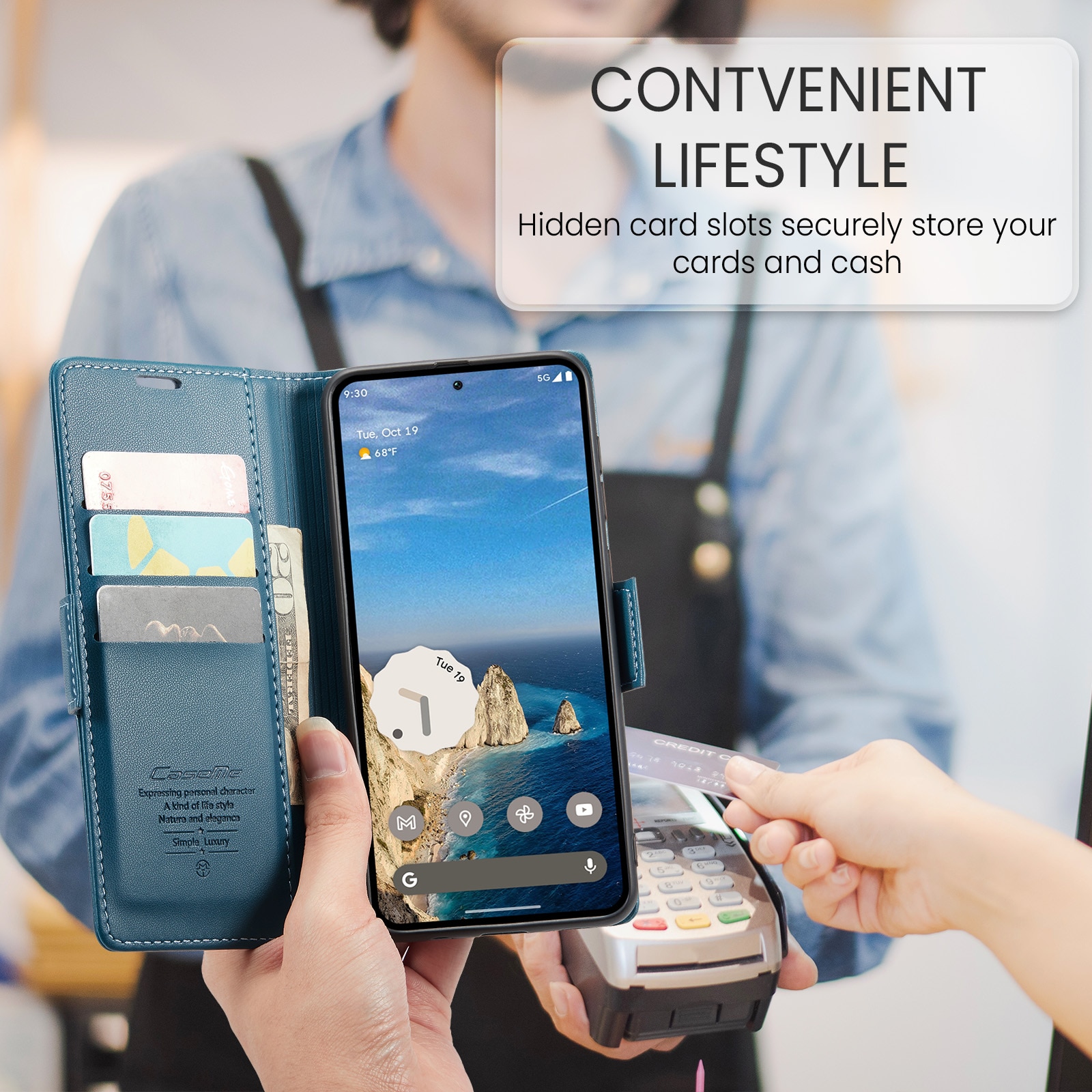 Funda delgada con solapa anti-RFID Google Pixel 10 Pro Azul