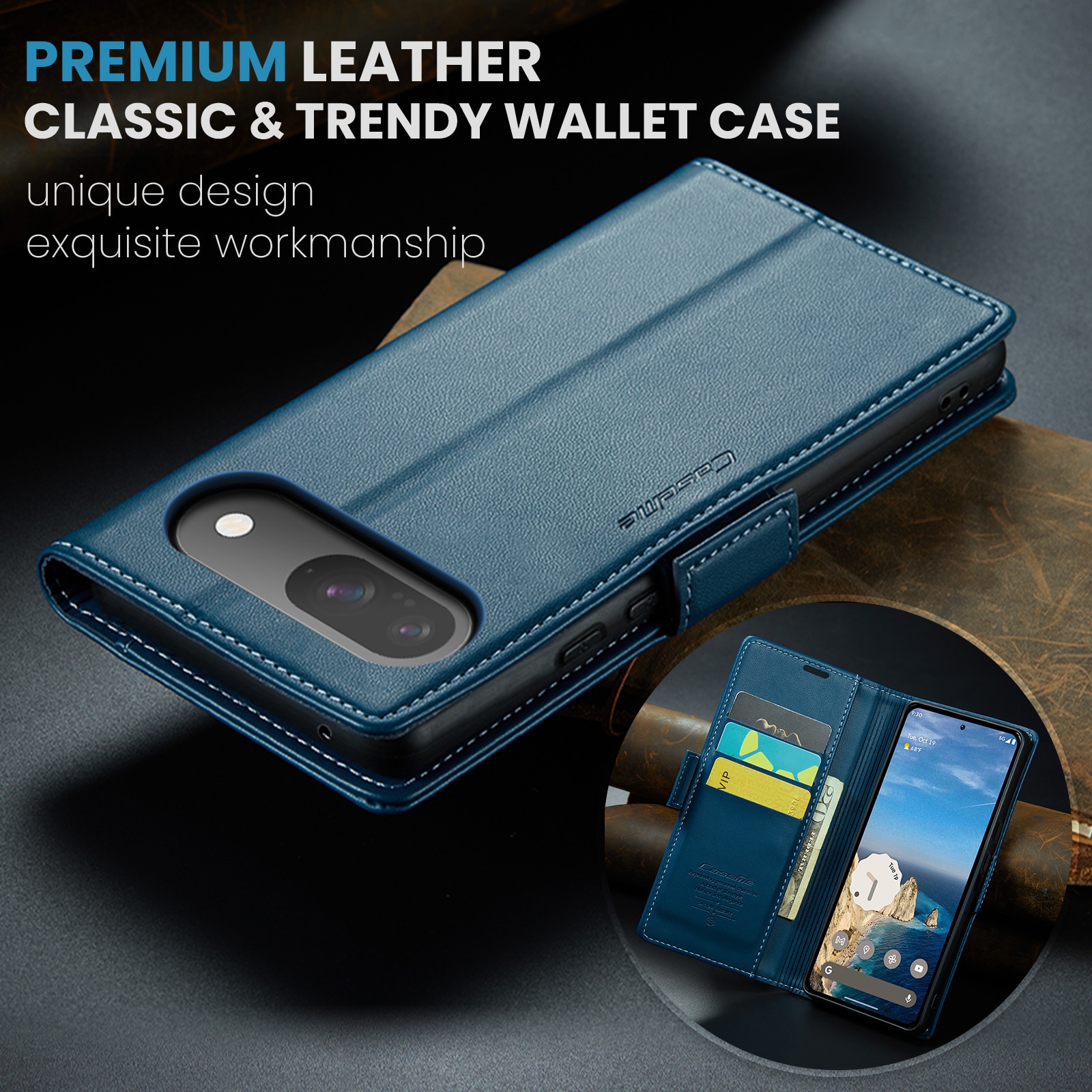 Funda delgada con solapa anti-RFID Google Pixel 10 Pro Azul