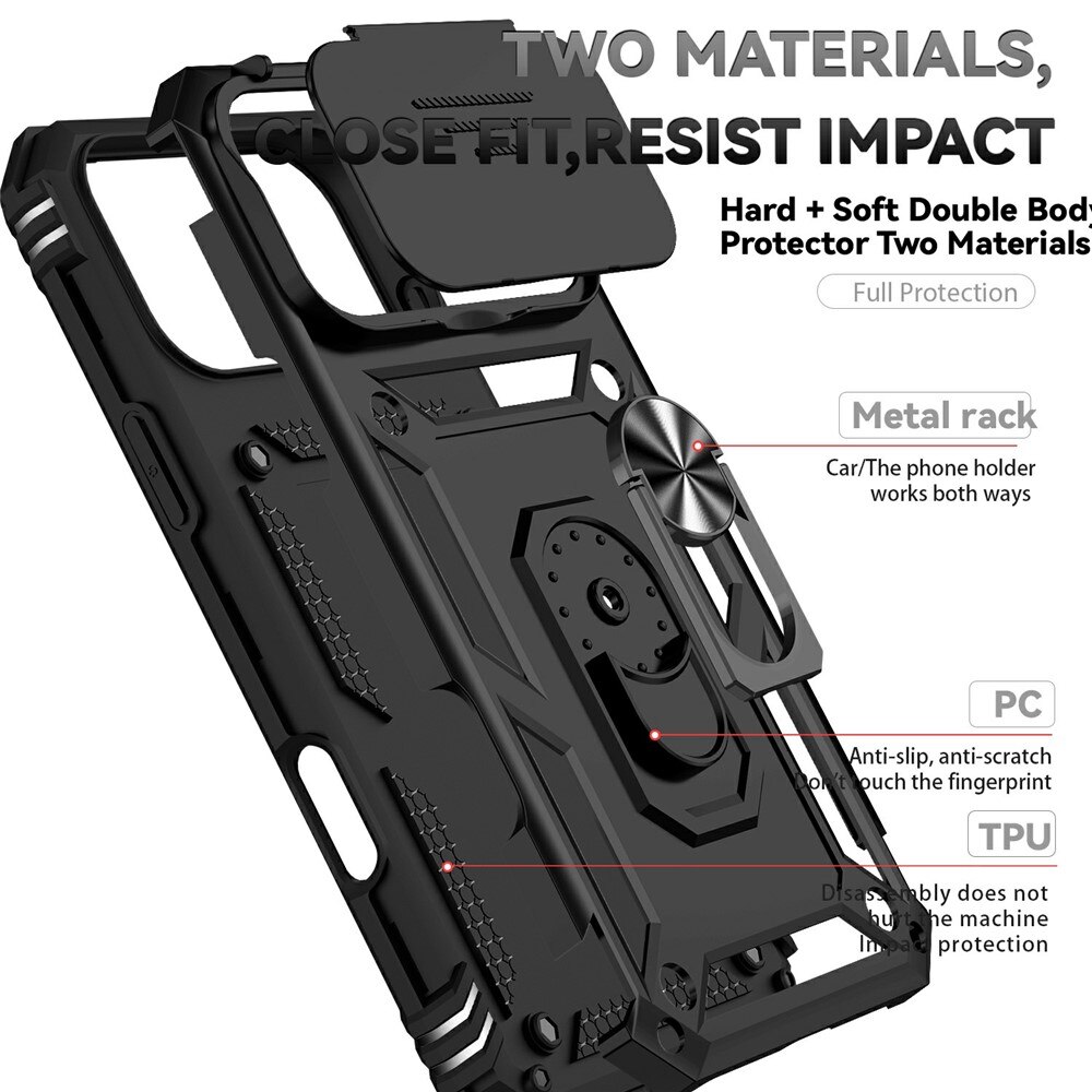 Funda híbrida Ring y Protector Cámara iPhone 17 Pro Negro