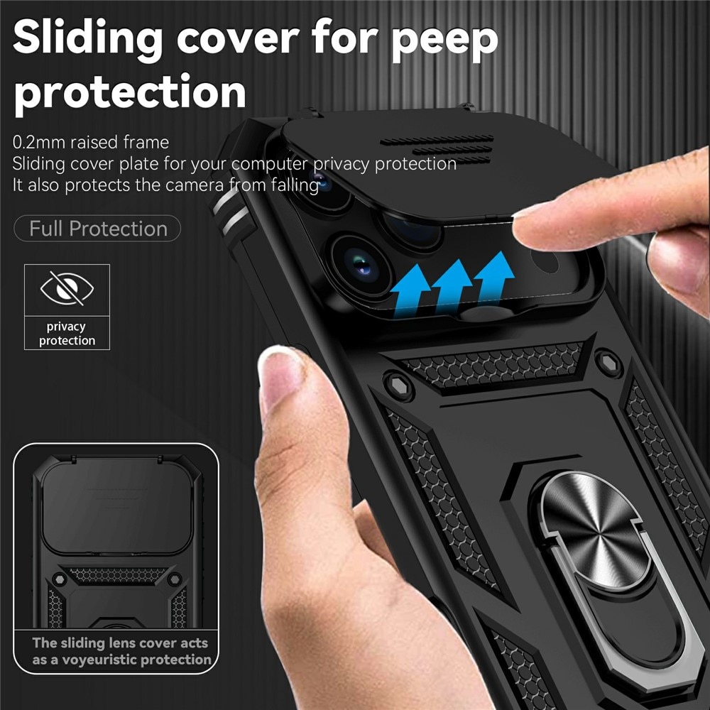 Funda híbrida Ring y Protector Cámara iPhone 17 Pro Max Negro