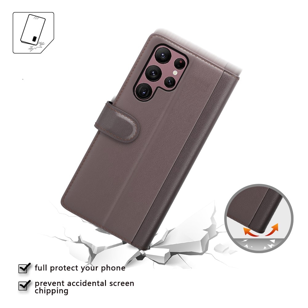 Funda de cuero genuino Samsung Galaxy S23 Ultra, Marrón