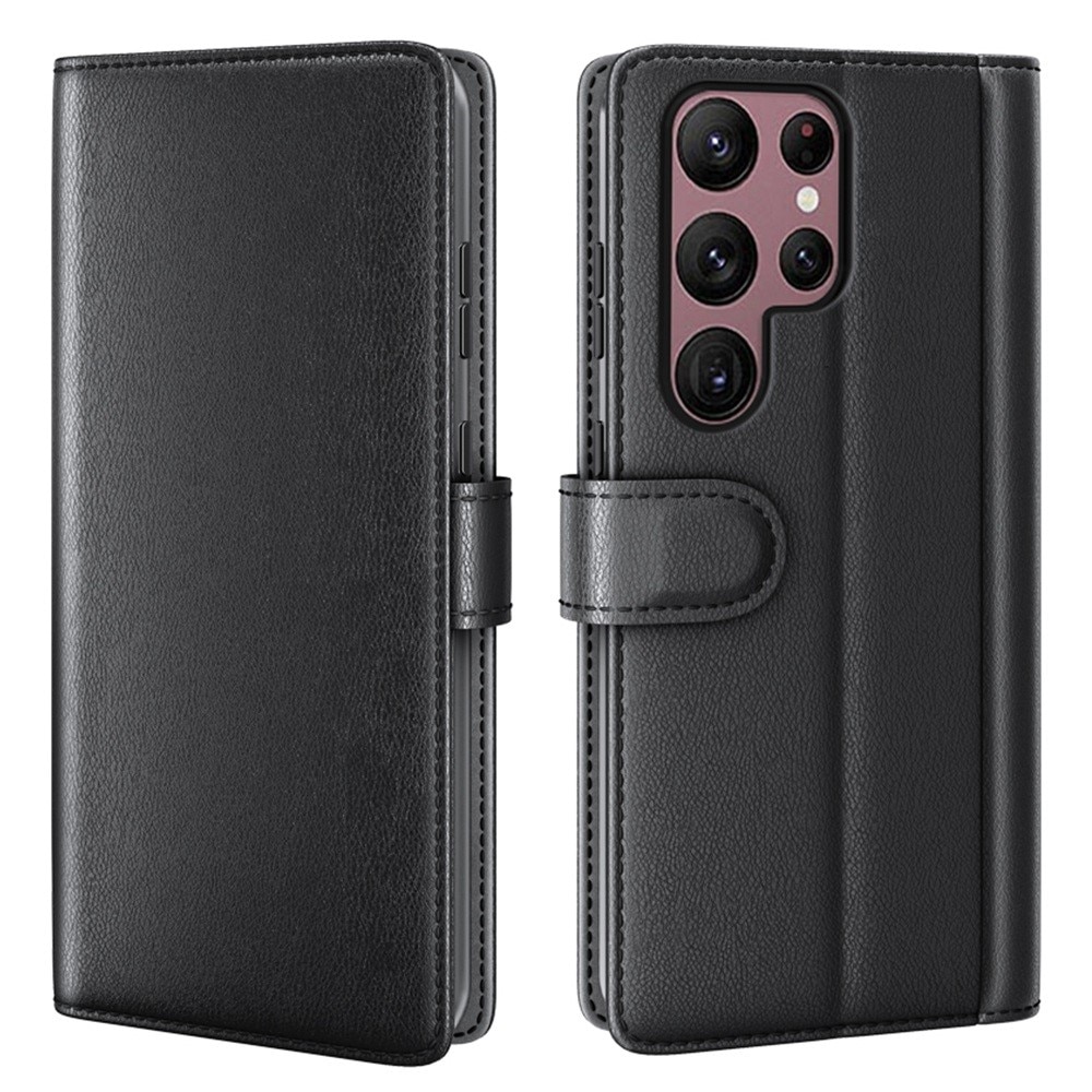 Funda de cuero genuino Samsung Galaxy S23 Ultra, Negro