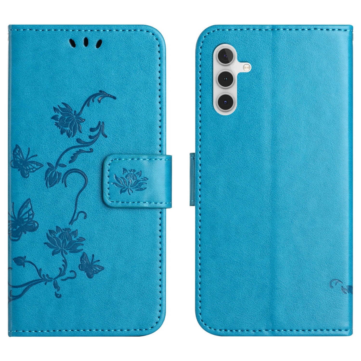 Funda de Cuero con Mariposas Samsung Galaxy S25 FE, Azul