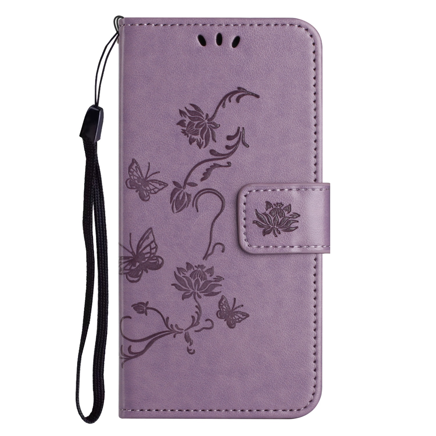 Funda de Cuero con Mariposas Samsung Galaxy S25 FE, Púrpura