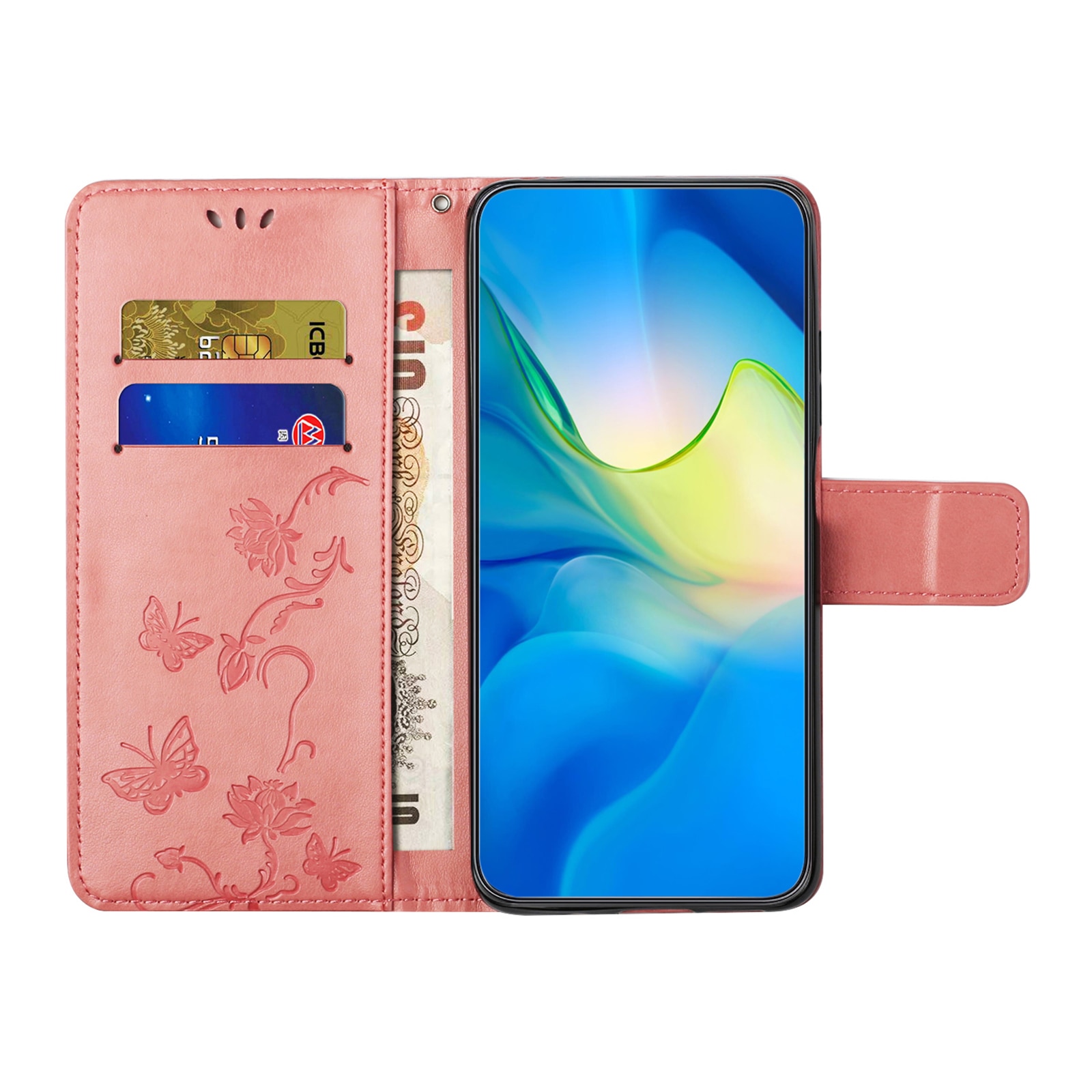 Funda de Cuero con Mariposas Samsung Galaxy S25 FE, Rosa