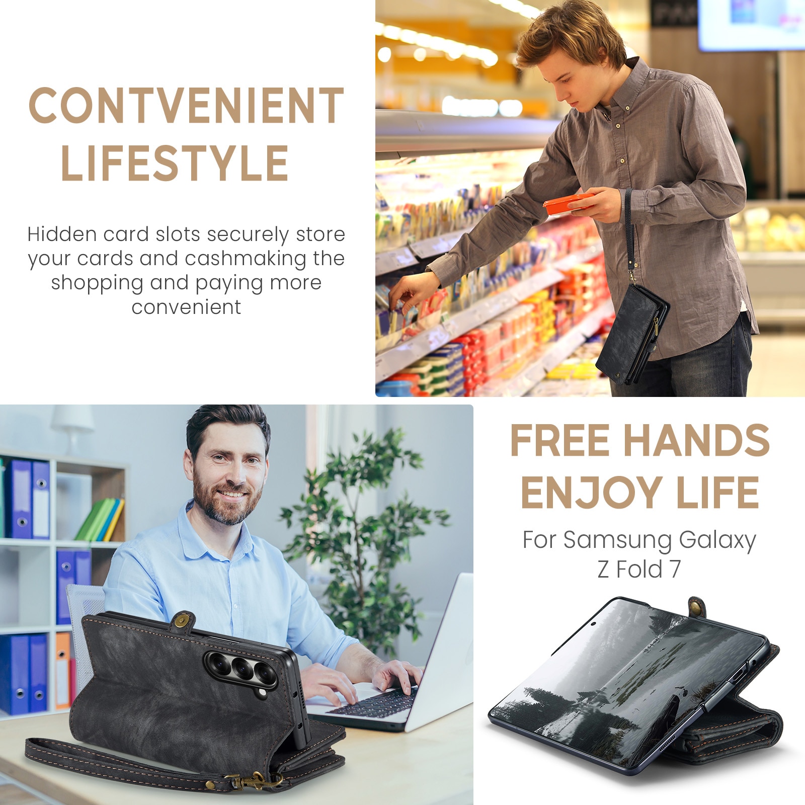 Cartera Multi-Slot Samsung Galaxy Z Fold 7 Gris