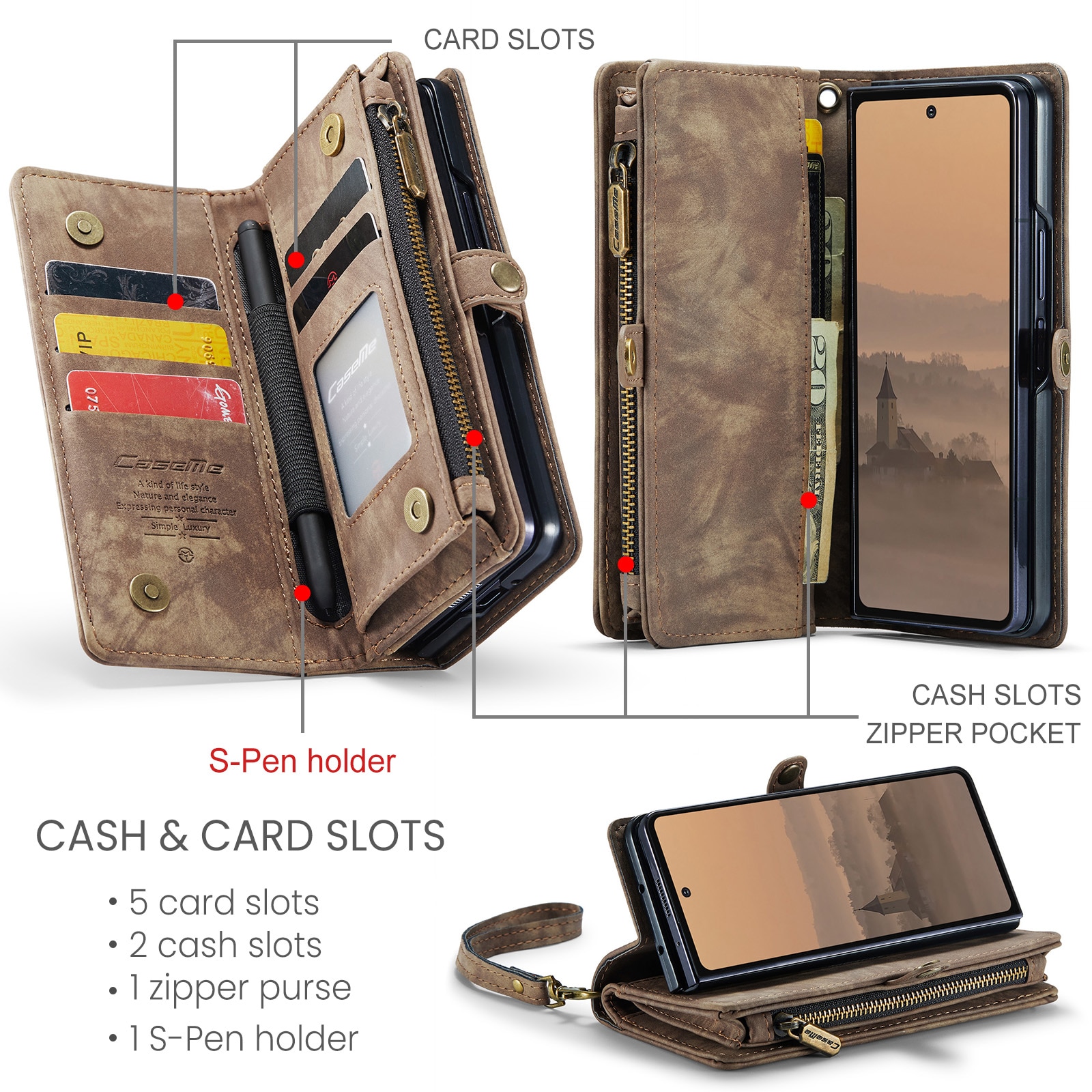 Cartera Multi-Slot Samsung Galaxy Z Fold 7 Marrón