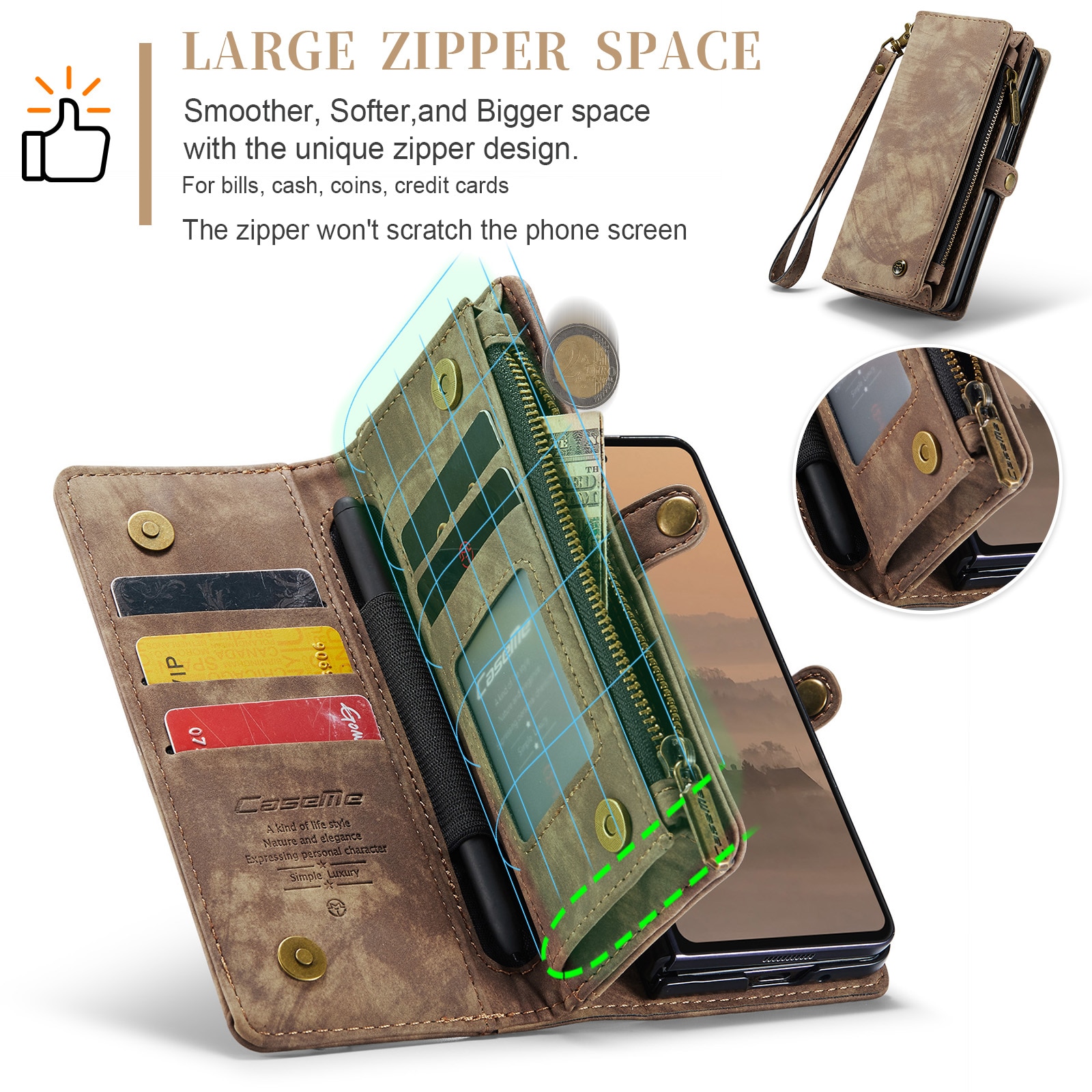 Cartera Multi-Slot Samsung Galaxy Z Fold 7 Marrón
