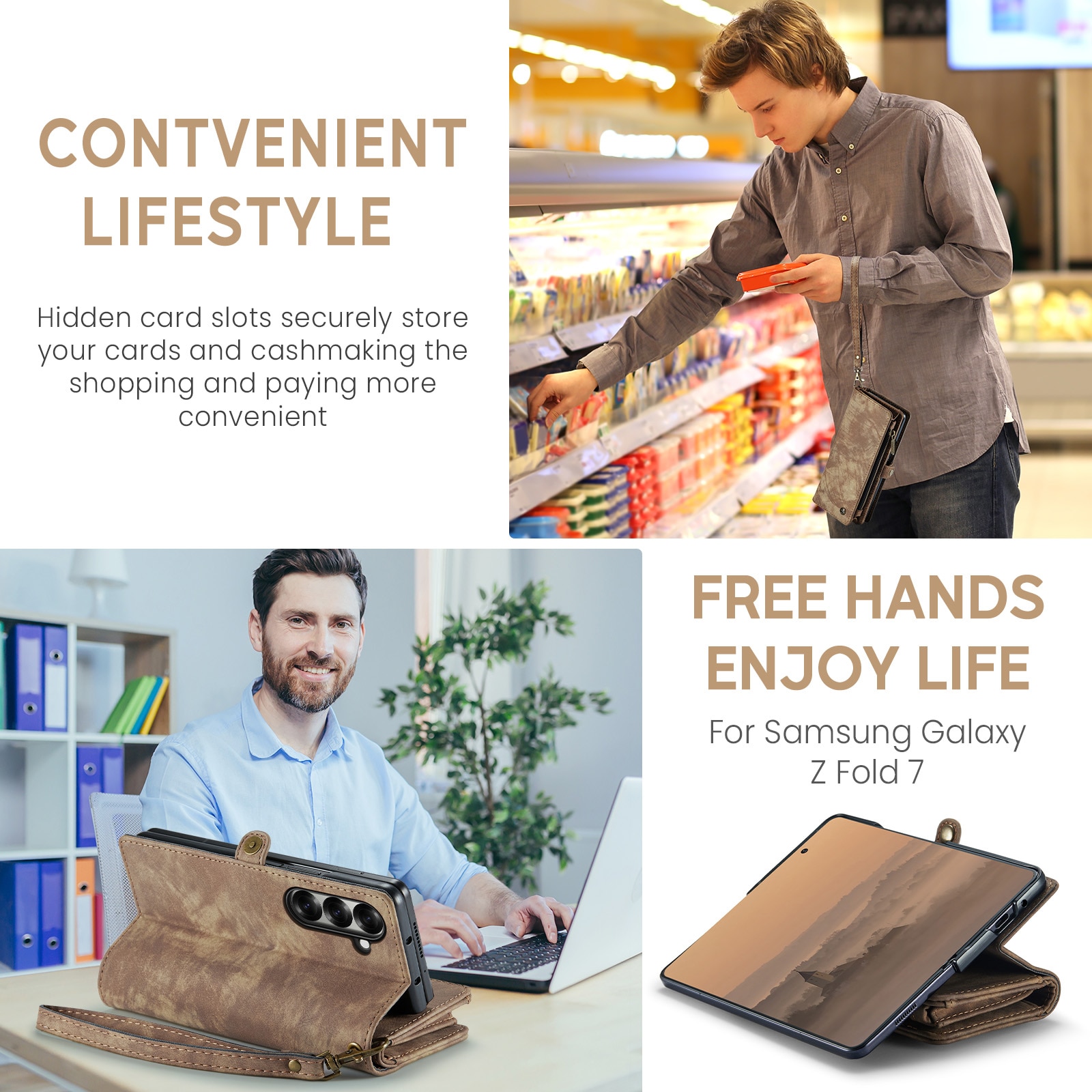 Cartera Multi-Slot Samsung Galaxy Z Fold 7 Marrón