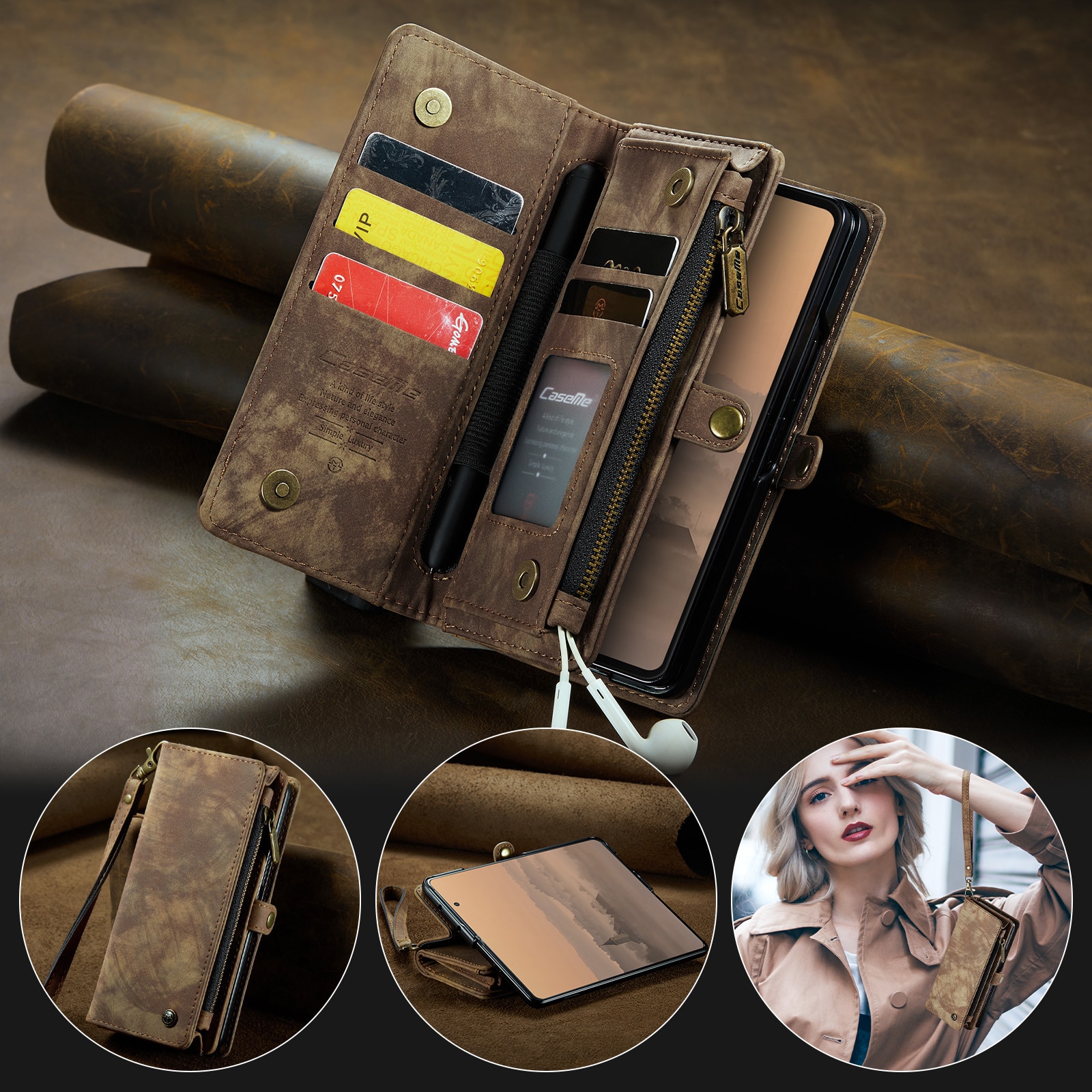 Cartera Multi-Slot Samsung Galaxy Z Fold 7 Marrón