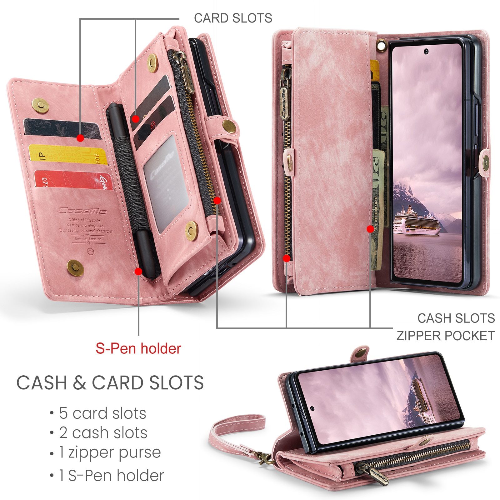 Cartera Multi-Slot Samsung Galaxy Z Fold 7 Rosa