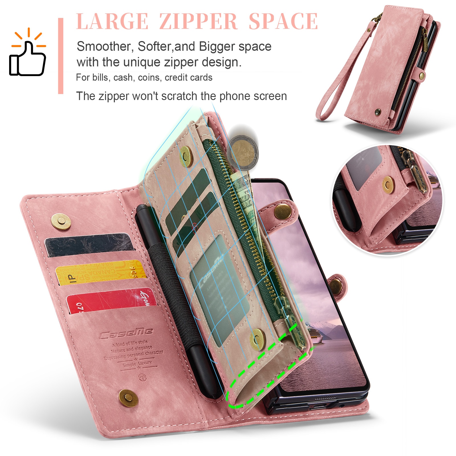 Cartera Multi-Slot Samsung Galaxy Z Fold 7 Rosa