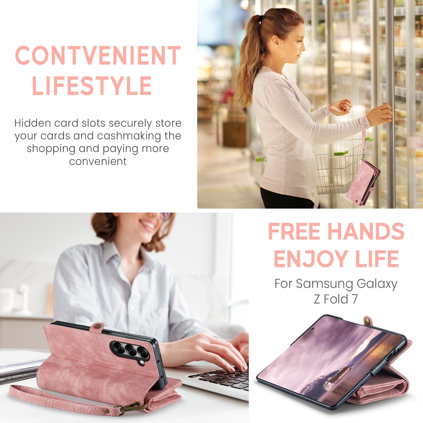 Cartera Multi-Slot Samsung Galaxy Z Fold 7 Rosa
