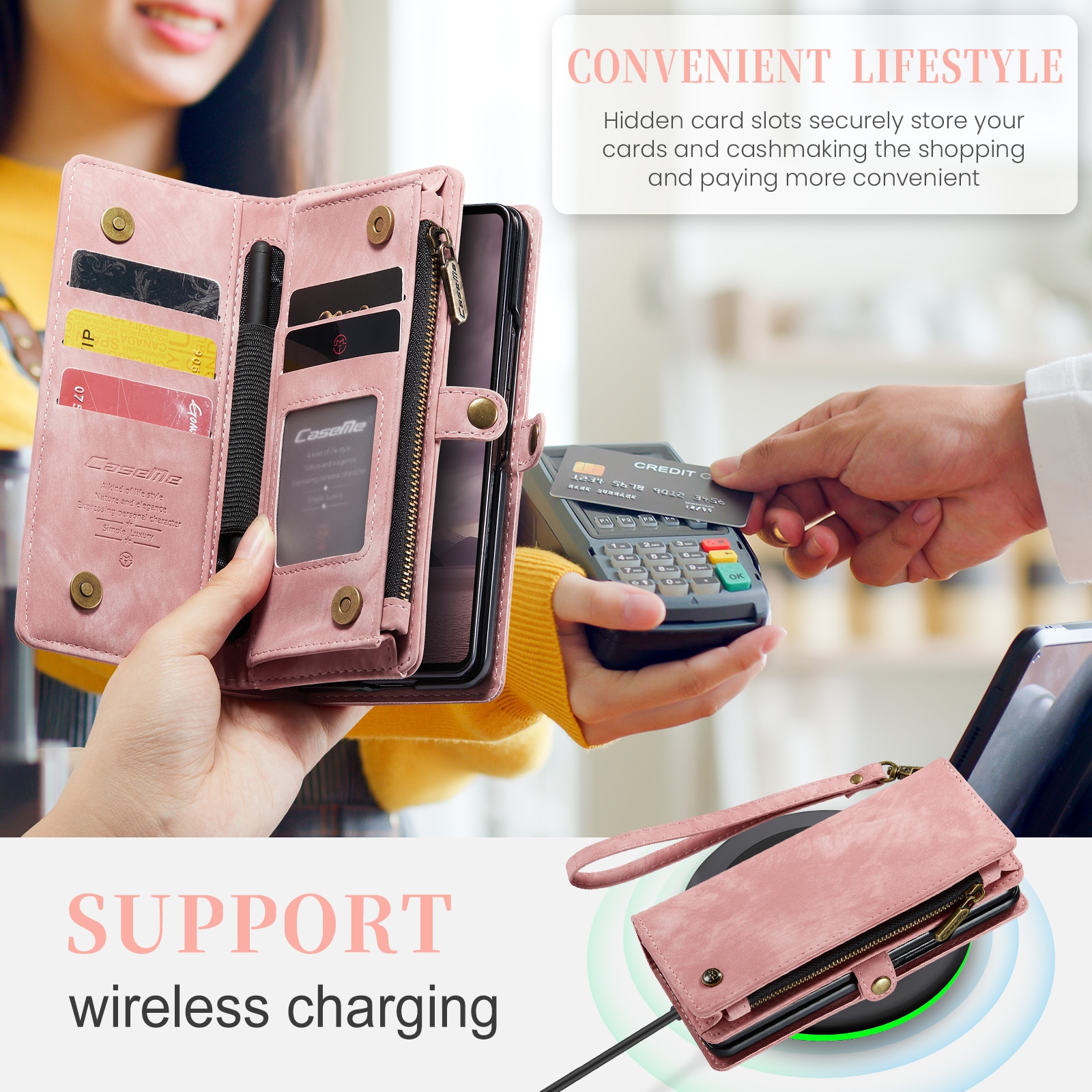 Cartera Multi-Slot Samsung Galaxy Z Fold 7 Rosa