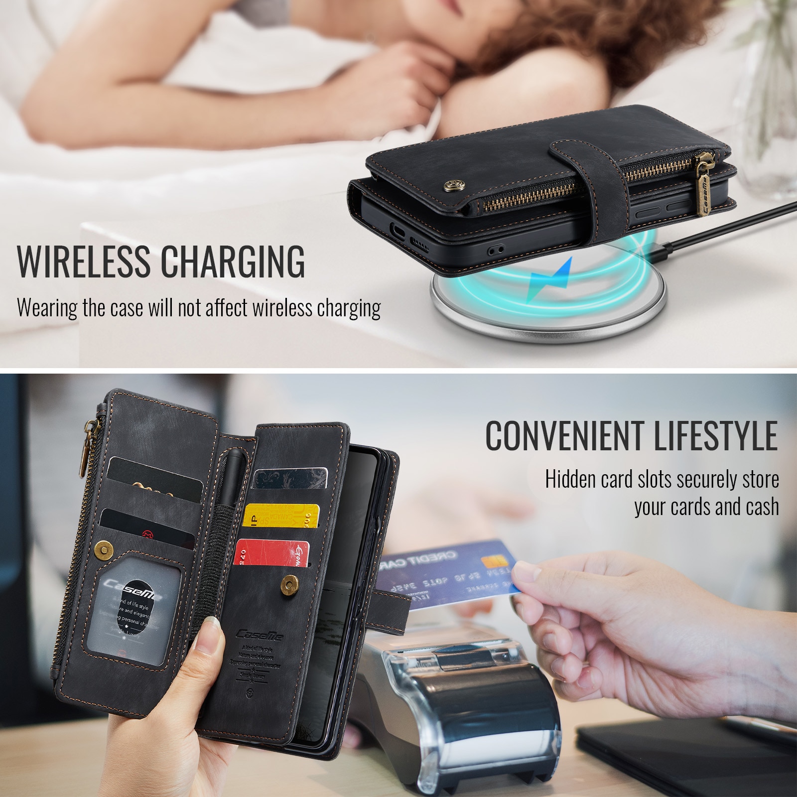Cartera Zipper Samsung Galaxy Z Fold 7 negro