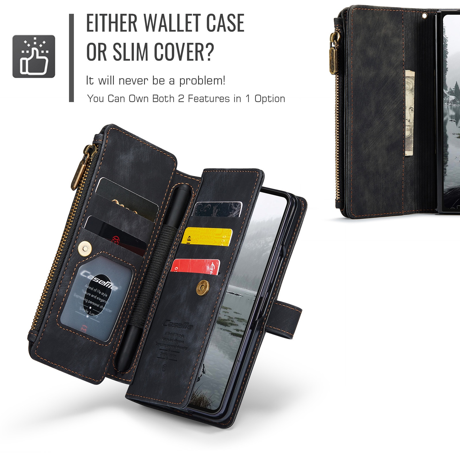 Cartera Zipper Samsung Galaxy Z Fold 7 negro