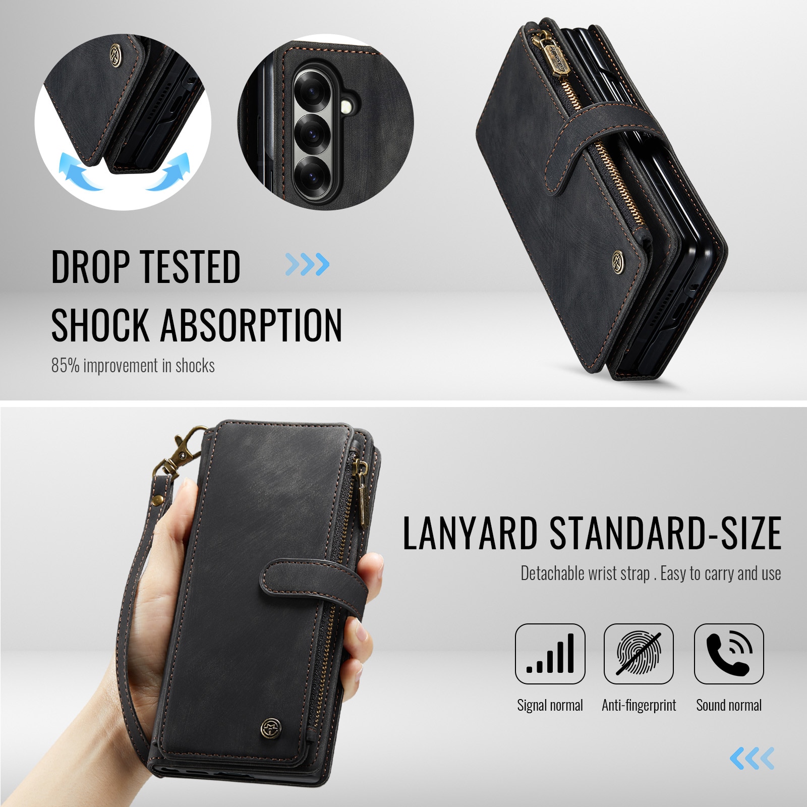 Cartera Zipper Samsung Galaxy Z Fold 7 negro