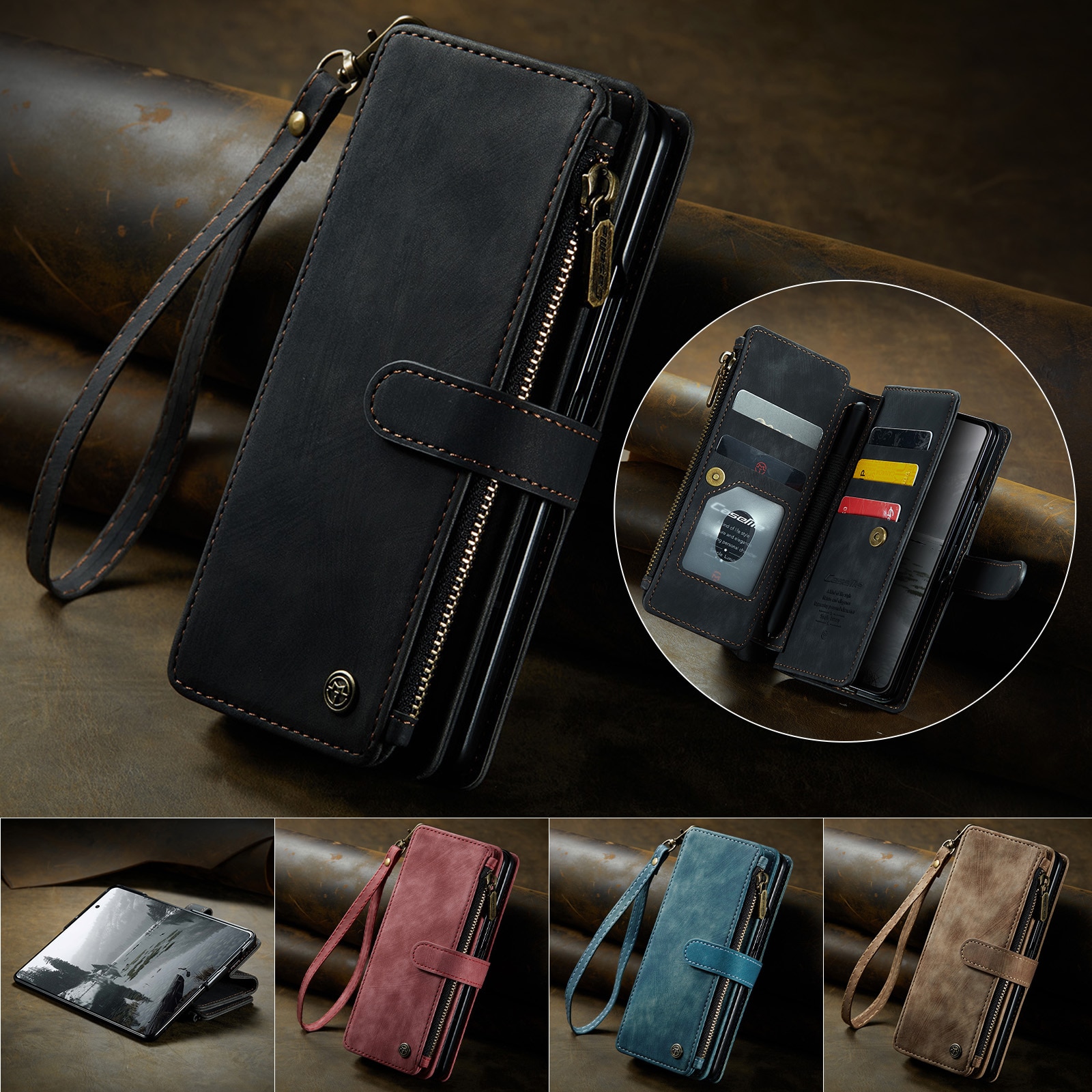 Cartera Zipper Samsung Galaxy Z Fold 7 negro