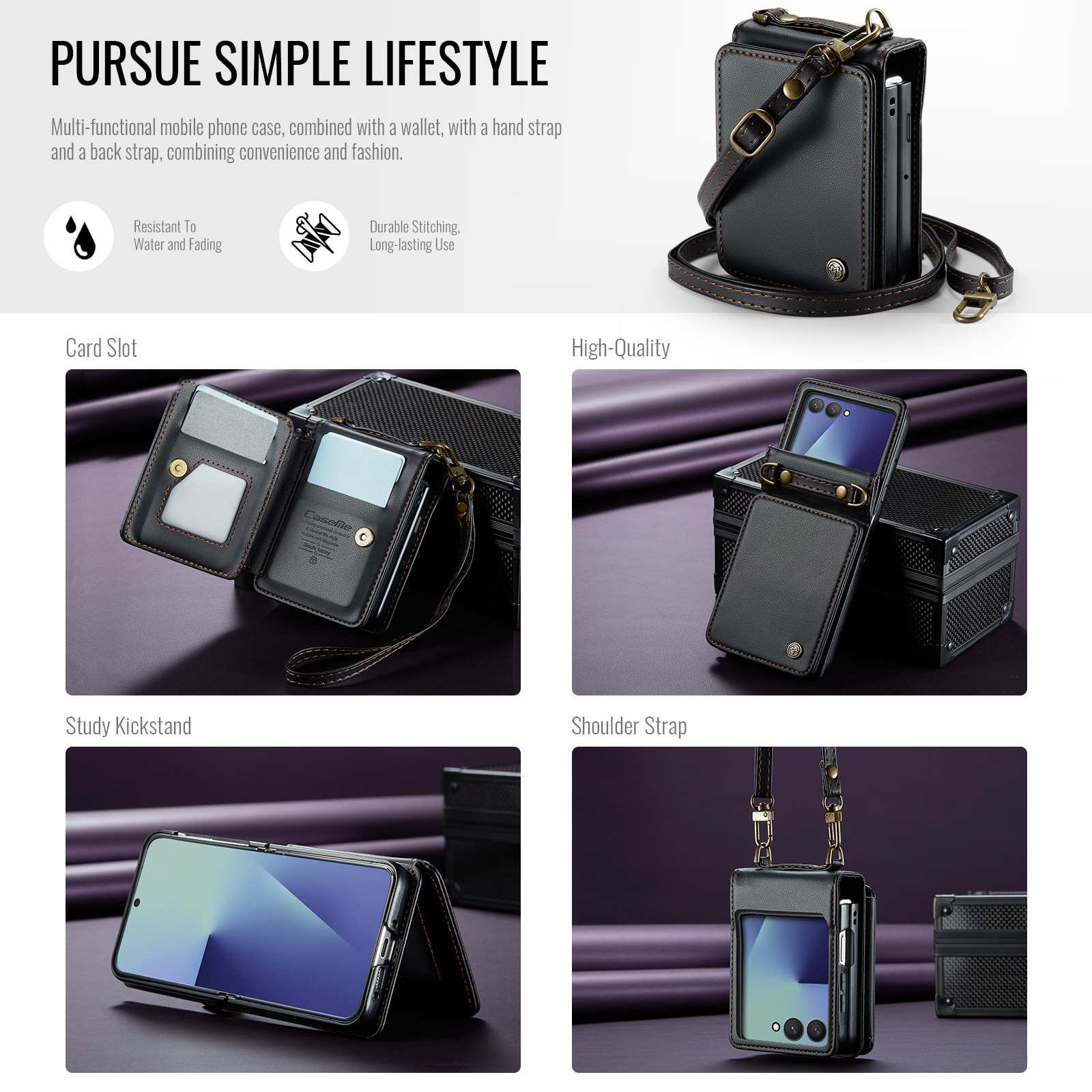 Funda con tarjetero anti-RFID Samsung Galaxy Z Flip 7 Negro