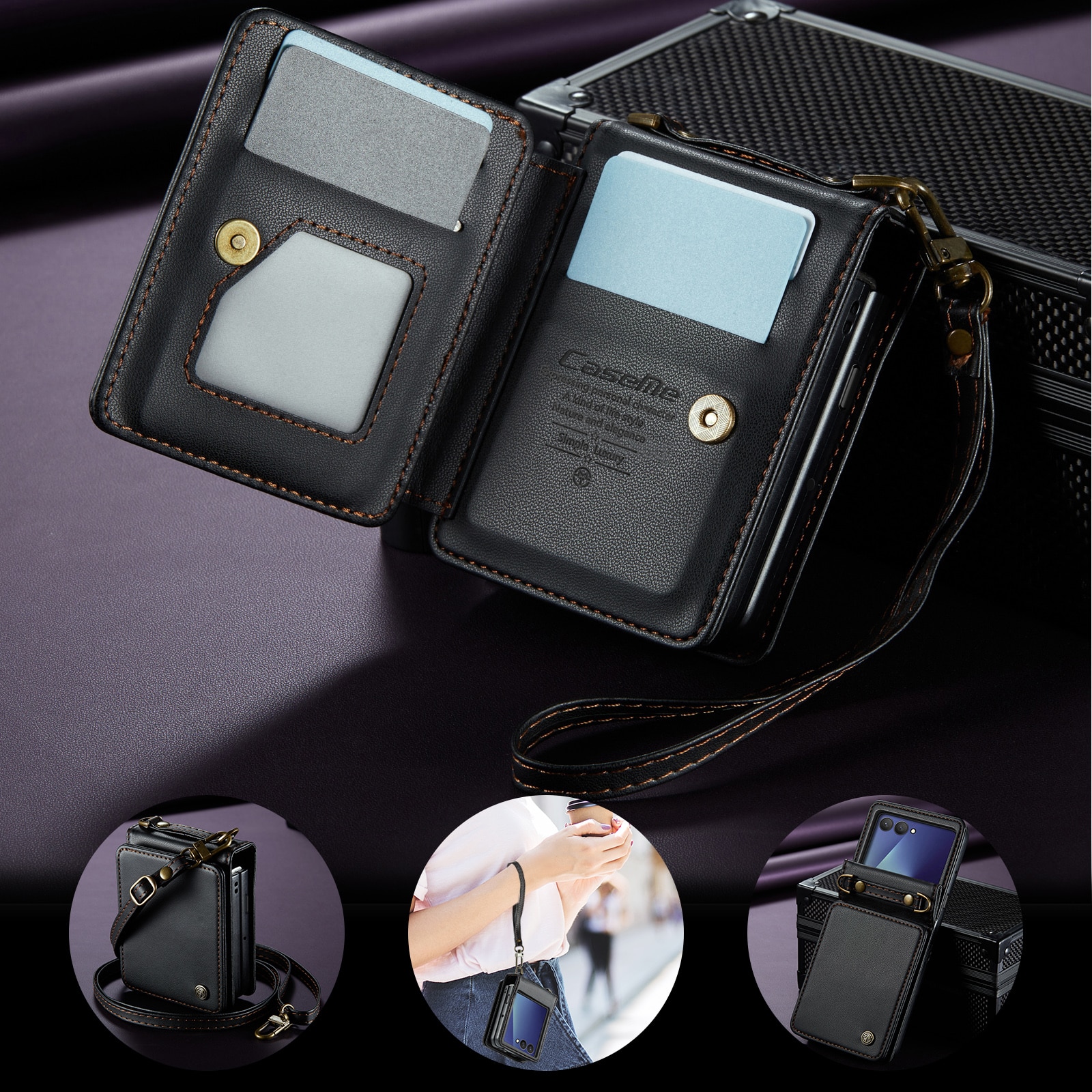 Funda con tarjetero anti-RFID Samsung Galaxy Z Flip 7 Negro