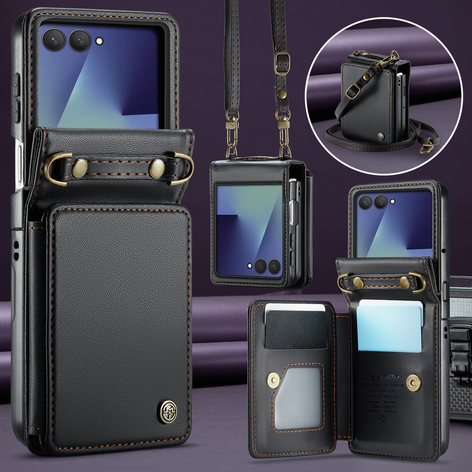 Funda con tarjetero anti-RFID Samsung Galaxy Z Flip 7 Negro