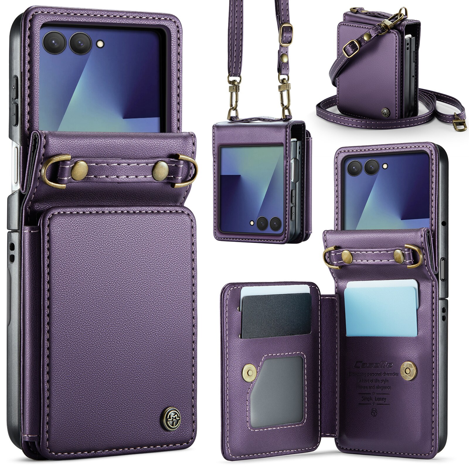 Funda con tarjetero anti-RFID Samsung Galaxy Z Flip 7 Púrpura