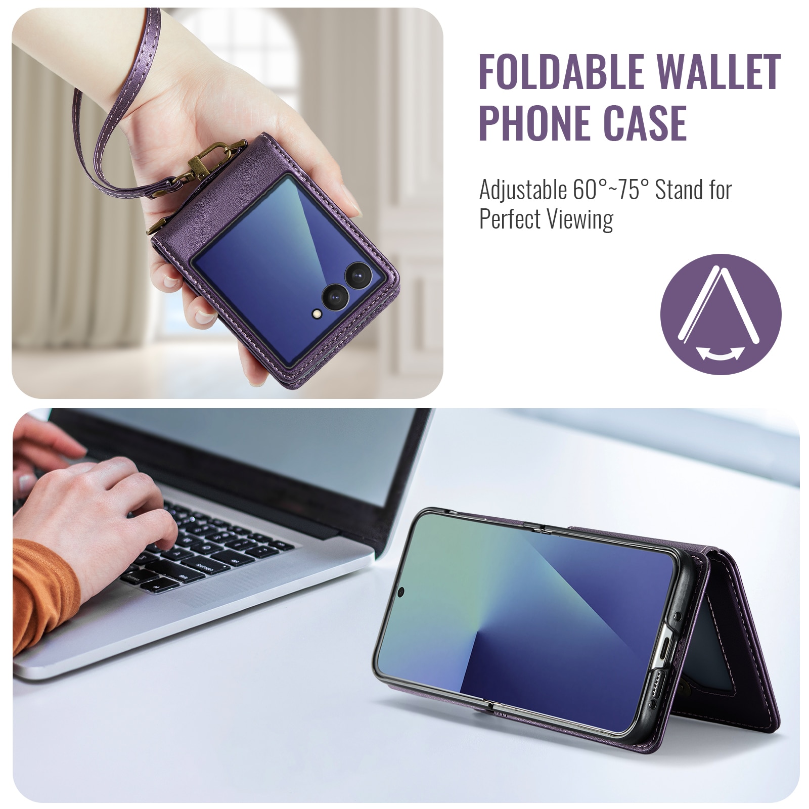 Funda con tarjetero anti-RFID Samsung Galaxy Z Flip 7 Púrpura
