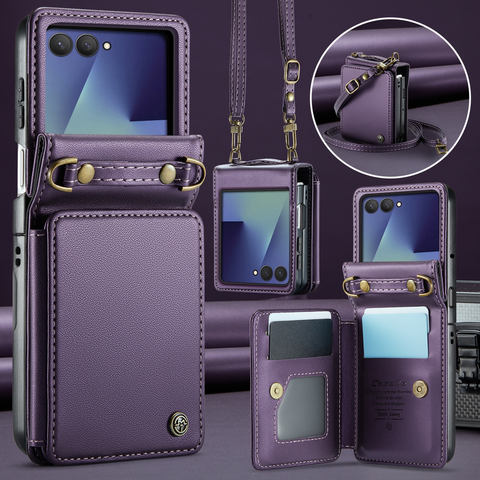 Funda con tarjetero anti-RFID Samsung Galaxy Z Flip 7 Púrpura