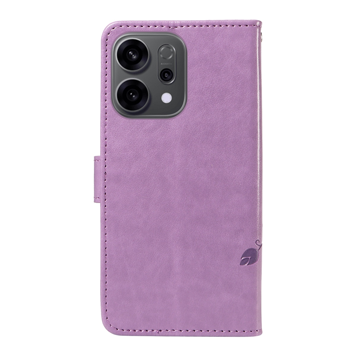 Funda de Cuero con Mariposas Oppo Reno 14, Púrpura