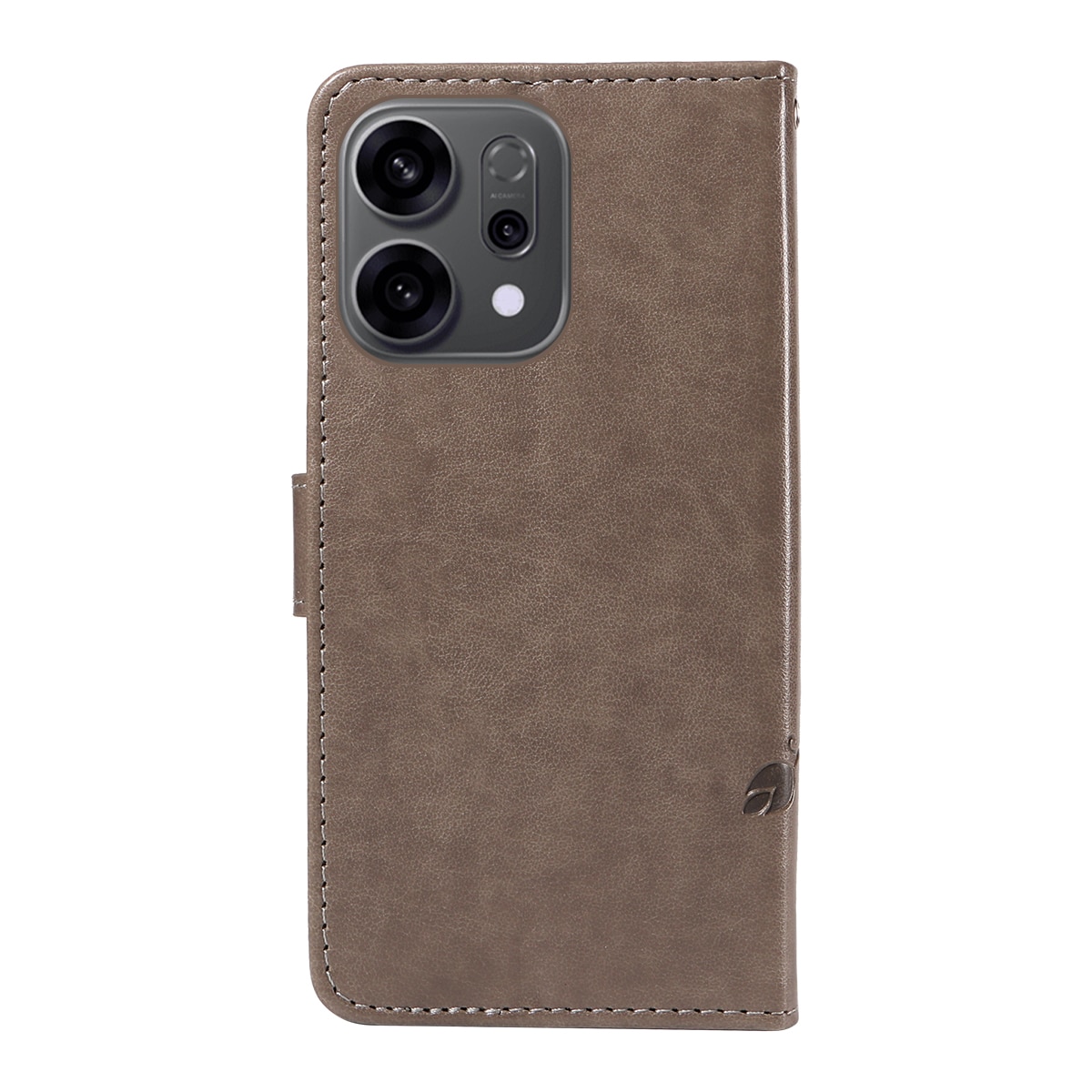 Funda de Cuero con Mariposas Oppo Reno 14 F, Gris