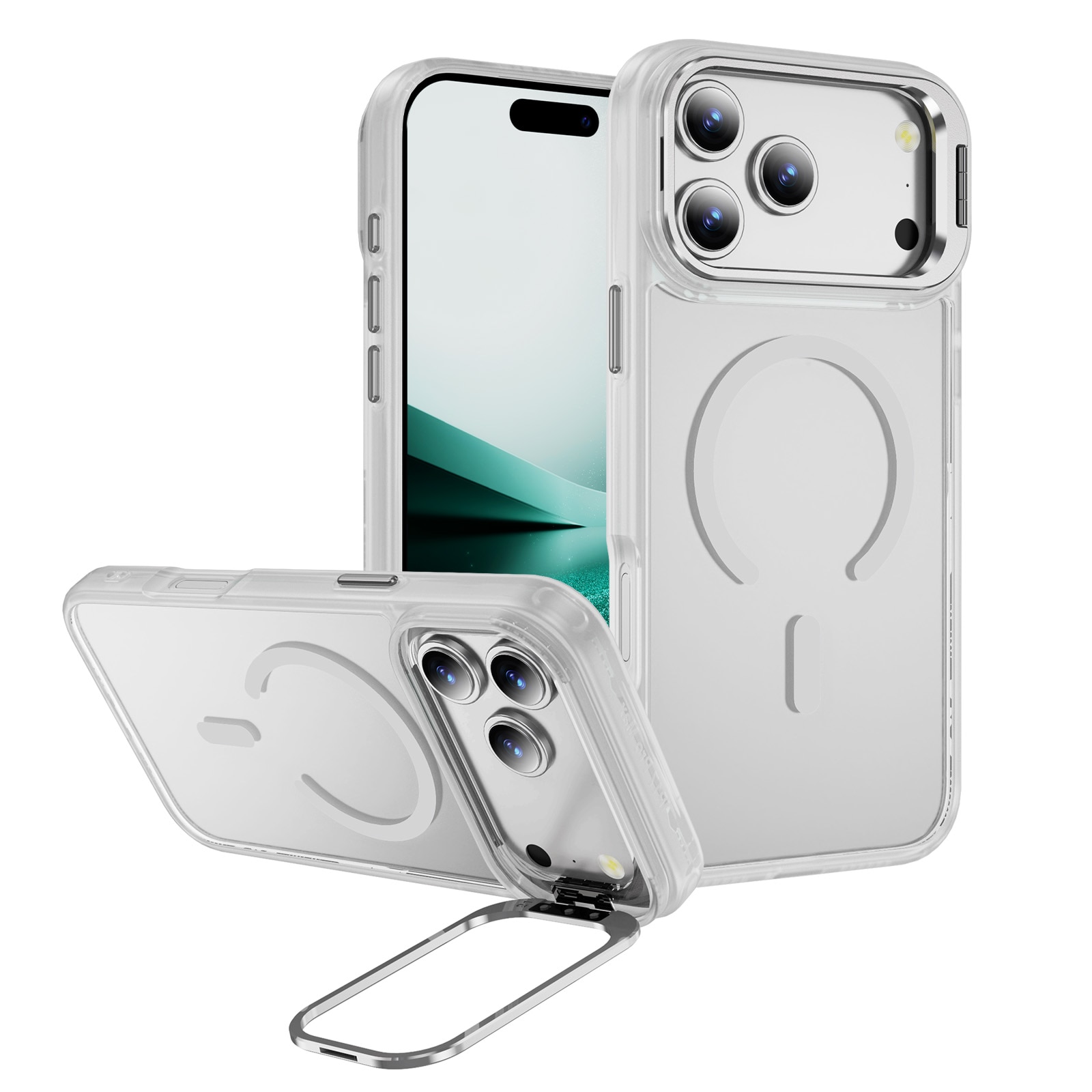 Funda híbrida Kickstand MagSafe iPhone 17 Pro Transparente