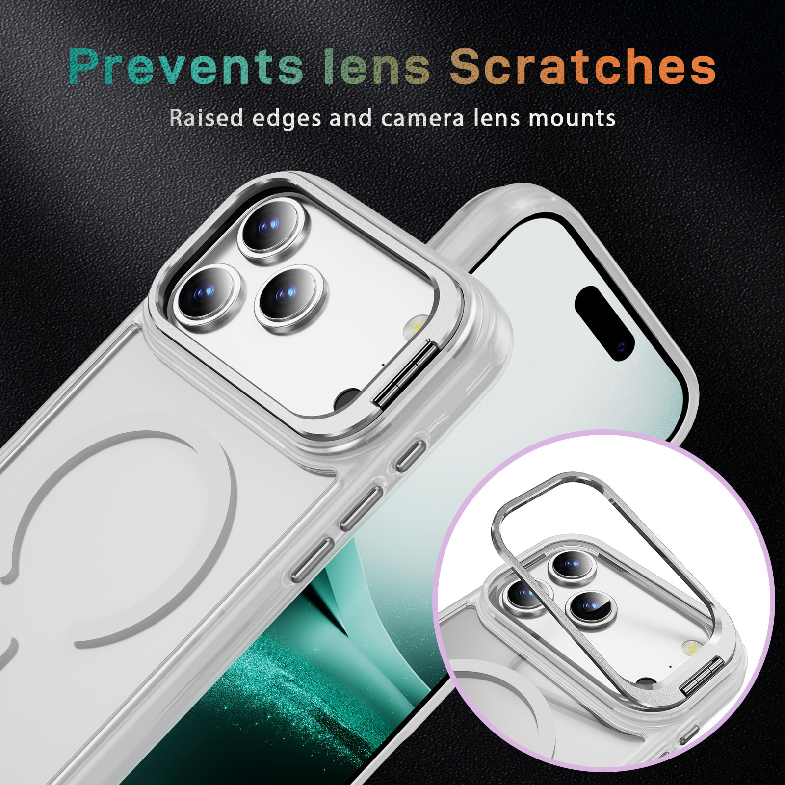 Funda híbrida Kickstand MagSafe iPhone 17 Pro Transparente