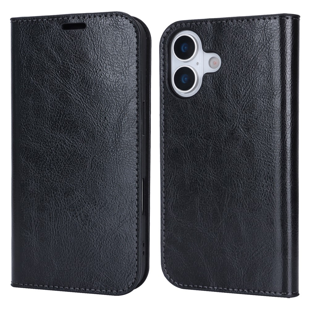 Funda cartera de cuero genuino iPhone 17 Negro