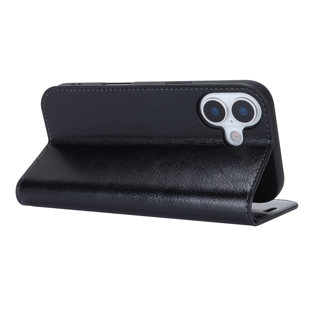 Funda cartera de cuero genuino iPhone 17 Negro